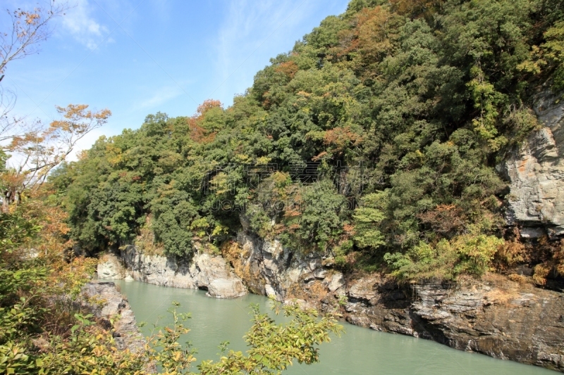 长土吕,崎玉县,秩父,日本,红松,悬崖,天空,沟壑,水平画幅,无人