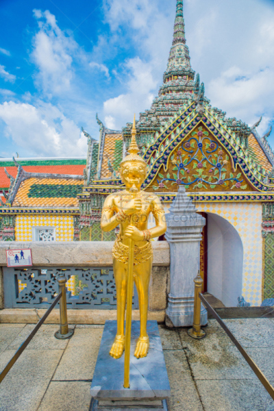 曼谷,玉佛寺,寺庙殿堂,小乘佛教,金叶,垂直画幅,留白,水平画幅,无人,户外
