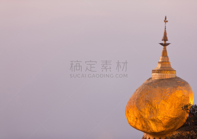 吉谛瑜佛塔,缅甸,水平画幅,山,岩石,巨石,人,户外,东亚人,佛教