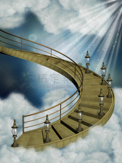 天空,楼梯,云景,美术工艺,图像处理,云,公主,梦想,童话故事,儿童