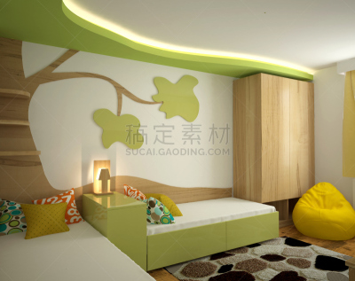儿童房,三维图形,室内设计师,美,水平画幅,墙,美人,家庭生活,天花板,地毯