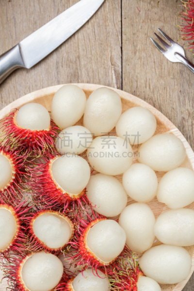 红毛丹,餐具,垂直画幅,维生素,特写,泰国,甜点心,开着的,马来半岛的原住民