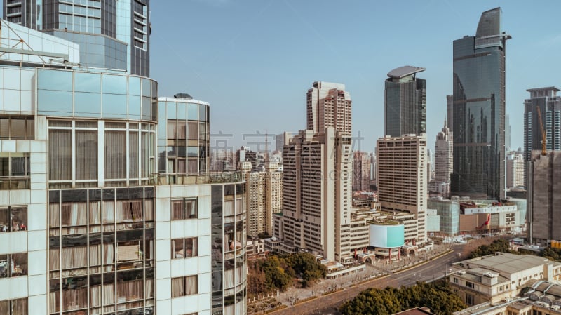 都市风景,上海,航拍视角,西,平衡折角灯,居住区,南京路,商务,未来,水平画幅