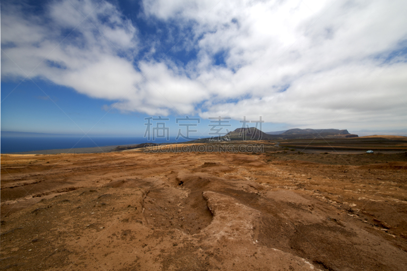 兰萨罗特岛,天空,山,夏天,timanfaya national park,公园,褐色,洞,水平画幅,沙子