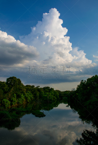 河流,建筑外部,积雨云,在上面,垂直画幅,水,天空,得克萨斯州山丘郡,无人,沼泽