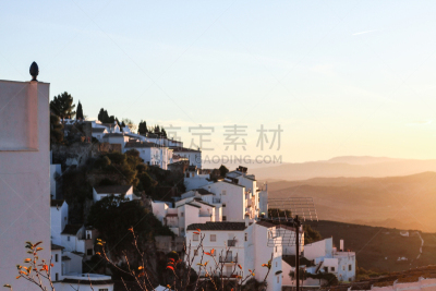 房屋,山,古城,白色,天空,水平画幅,无人,传统,古老的