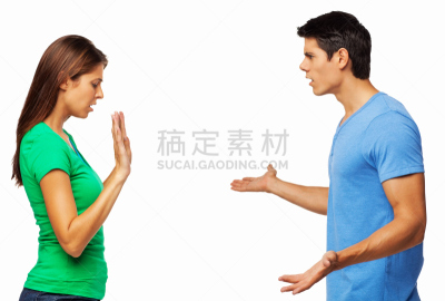 异性恋,关系紧张,分离着色,窘迫,人际关系,背景分离,青年女人,20到29岁,影棚拍摄,狂怒的