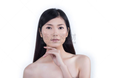 平滑的,皮肤,干净,女人,注视镜头,黑发,直发,张开肩膀,四肢,彩妆