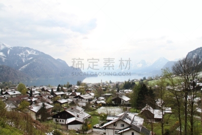 湖,奥地利,月亮湖,水,天空,美,休闲活动,水平画幅,银行,山