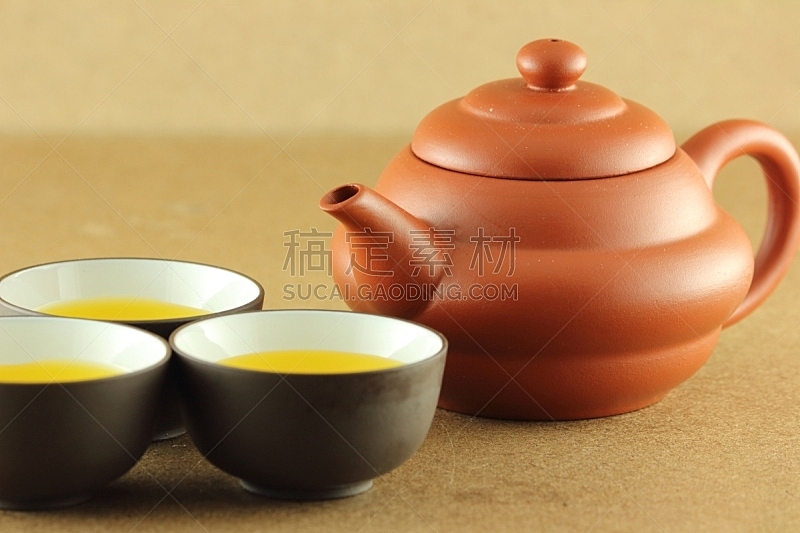 茶杯,茶壶,褐色,水平画幅,无人,饮料,锅,特写,中国,健康生活方式