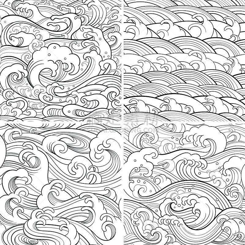 海洋,轮廓,式样,织品样本,海洋生命,轮廓线画,海啸,图形打印,白俄罗斯,漩涡形