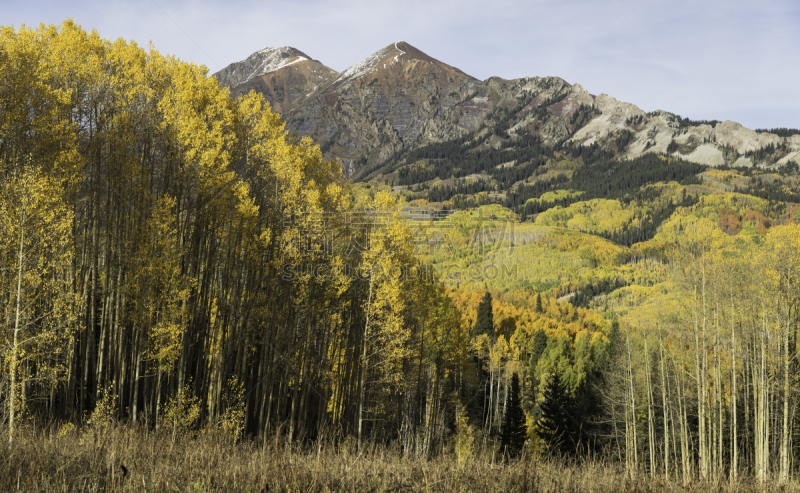 山,秋天,红宝石峰,开普勒传球,克莱斯巴山,白杨类,丘陵起伏地形,美国西部,洛矶山脉,水平画幅