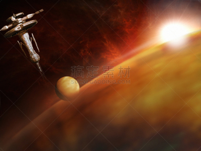 空间站,行星,巨大的,太空,行星月亮,热,水平画幅,无人,绘画插图,2015年