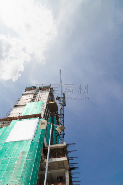 建筑工地,建筑外部,起重机,运动,垂直画幅,天空,外立面,无人,块状,户外