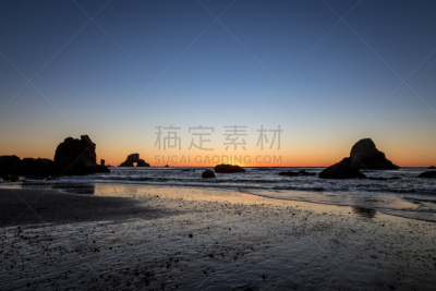 俄勒冈州,岩石,海岸地形,石兰科常绿灌木,额库拉州立公园,蒂拉穆克,阿斯托里亚,卡农海滩,奥勒冈海滨,波特兰