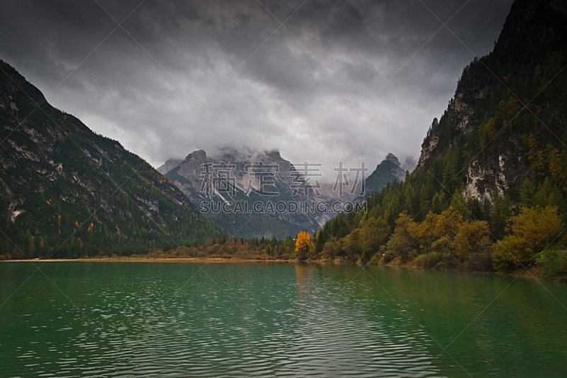 湖,科尔蒂纳丹佩佐,上阿迪杰,水平画幅,山,多洛米蒂山脉,阿尔卑斯山脉,无人,欧洲,户外