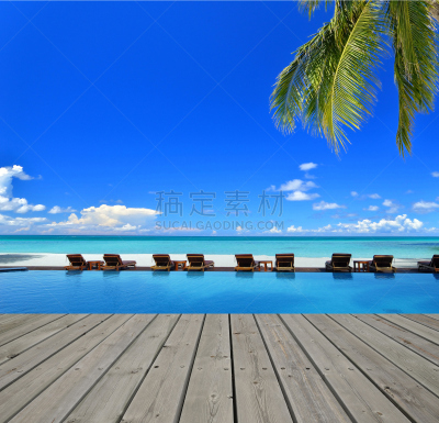 夏天,海滩,旅游目的地,概念,无边际泳池,水,天空,留白,休闲活动,异国情调
