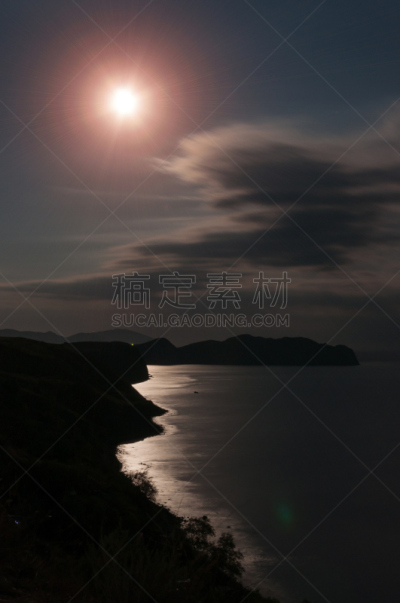 夜晚,海景,月球行走,垂直画幅,天空,克里米亚,无人,月亮,在边上,夏天