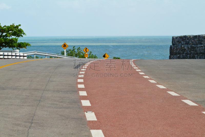 泰国,海洋,尖竹汶,海岸路,海湾,水,天空,水平画幅,高视角,山