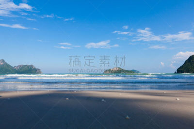 巴蜀,泰国,海滩,天空,水平画幅,沙子,无人,蓝色,夏天,户外