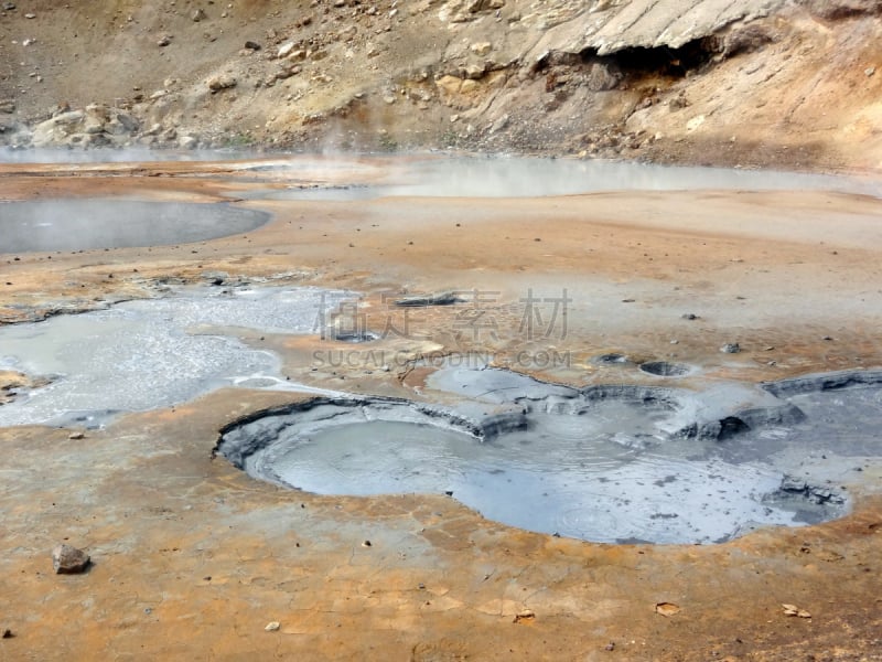 hverir地热区,泥,冰岛国,黄色,热,灰色,臭,图像,蒸汽,多色的