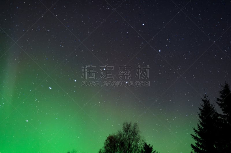 北斗七星,北极光,天空,灵性,星星,夜晚,树梢,光,气候与心情,戏剧性的景观