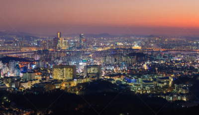 首尔,城市天际线,市区,城市,韩国,水平画幅,山,夜晚,雪,无人