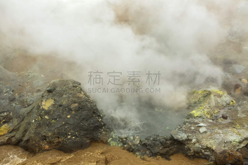 火山,火山口,水,大锅炉,沸腾的,矿渣场,喷气孔,堪察加半岛,火山喷口,西伯利亚