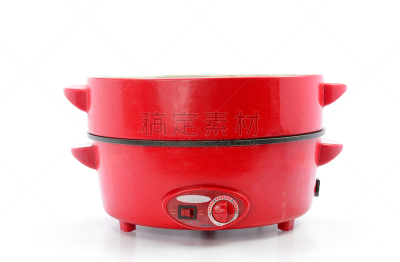蒸汽,古典式,锅,水平画幅,家庭生活,白色背景,煎锅,背景分离,红色,热