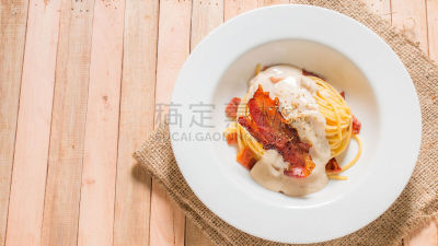 熏猪肉,意大利细面条,餐具,水平画幅,无人,奶油,膳食,奶酪,特写,开胃酱
