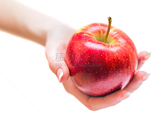 苹果,女人,手,红色,分离着色,四肢,素食,仅成年人,想法,一个物体