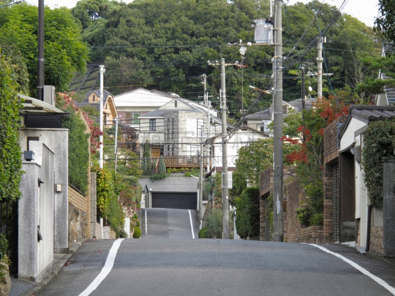 居住区,兵库县,城镇景观,水平画幅,地形,无人,路,日本,六甲山,户外