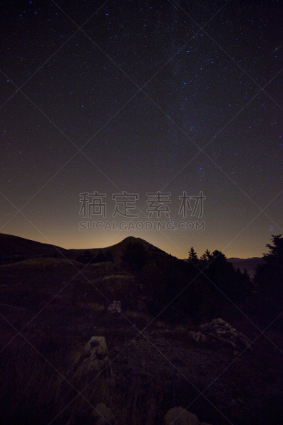 夜晚,山,张伯伦,格勒诺布尔,银河系,垂直画幅,天空,星系,无人,星星
