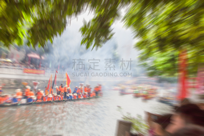 龙舟赛,龙舟,端午节,广州,广东省,休闲活动,水平画幅,户外,烟,放焰火