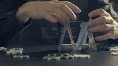 手,房屋,男人,进行中,速度滑冰,纸牌,纸牌屋,扑克,金字塔,休闲活动