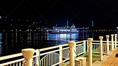 夜晚,海洋,丽水,浪漫,观光船,水,公园,新的,客船,水平画幅