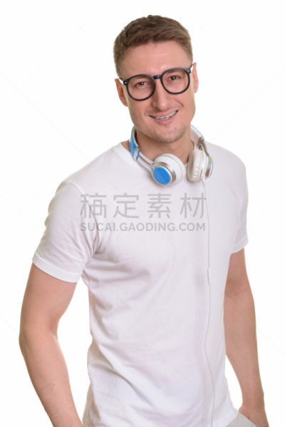 书呆子,眼镜,颈,幸福,耳机,男人,男性美,衣服,耳麦,微笑