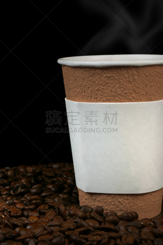 咖啡杯,豆,早餐,空的,黑色背景,咖啡,热,彩色图片,垂直画幅,饮食