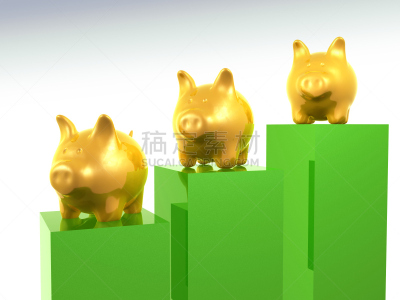 小猪扑满,金色,图表,概念和主题,储蓄,水平画幅,绿色,可爱的,无人,绘画插图