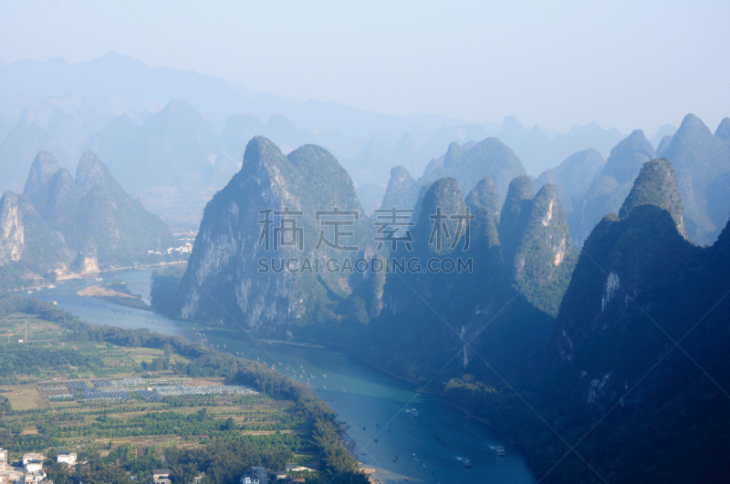 喀斯特,山,风景,阳朔,桂林,天空,美,水平画幅,高视角,户外