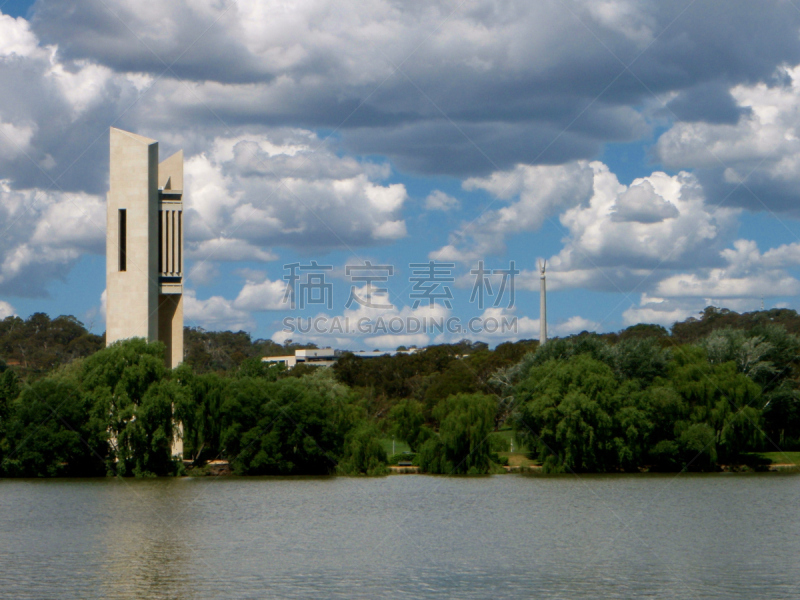 Lake Burley Griffin looking toward the National Carillon and the Australian–American Memorial - Canberra, Australia