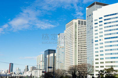 品川站,都市风景,摄像机拍摄角度,道口标志,品川,港区,天空,留白,水平画幅,无人