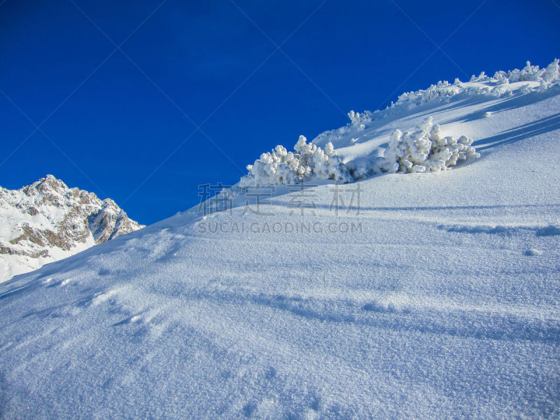 雪,小的,圣安顿,滑雪痕,粉末状雪,天空,水平画幅,无人,早晨,户外