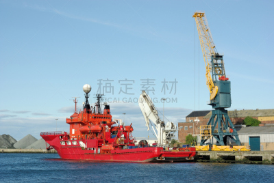 海港,钻井平台支持船,水,天空,留白,水平画幅,工业船,无人,蓝色,桑德兰