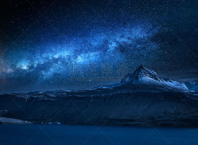 峡湾,夜晚,冰岛国,山,银河系,火山,在上面,暗色,自然界的状态,北欧
