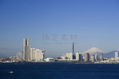 横滨高速铁路,富士山,建筑体,横滨,水平画幅,地形,无人,日本,东亚,城市