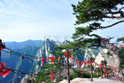 华山,陕西省,天空,沟壑,水平画幅,无人,早晨,东亚,夏天,户外