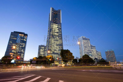 横滨高速铁路,夜晚,横滨地标大厦,横滨,水平画幅,无人,九月,日本,夏天,摄影