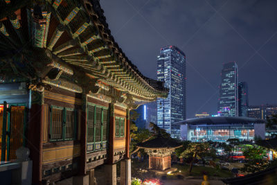 都市风景,首尔,建筑外部,寺庙,水平画幅,夜晚,无人,东亚,户外,现代
