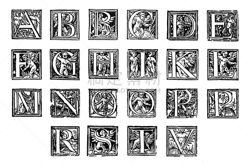 中世纪花饰字母,古董,英文字母l,17世纪风格,英文字母g,英文字母o,英文字母d,英文字母m,英文字母a,英文字母i